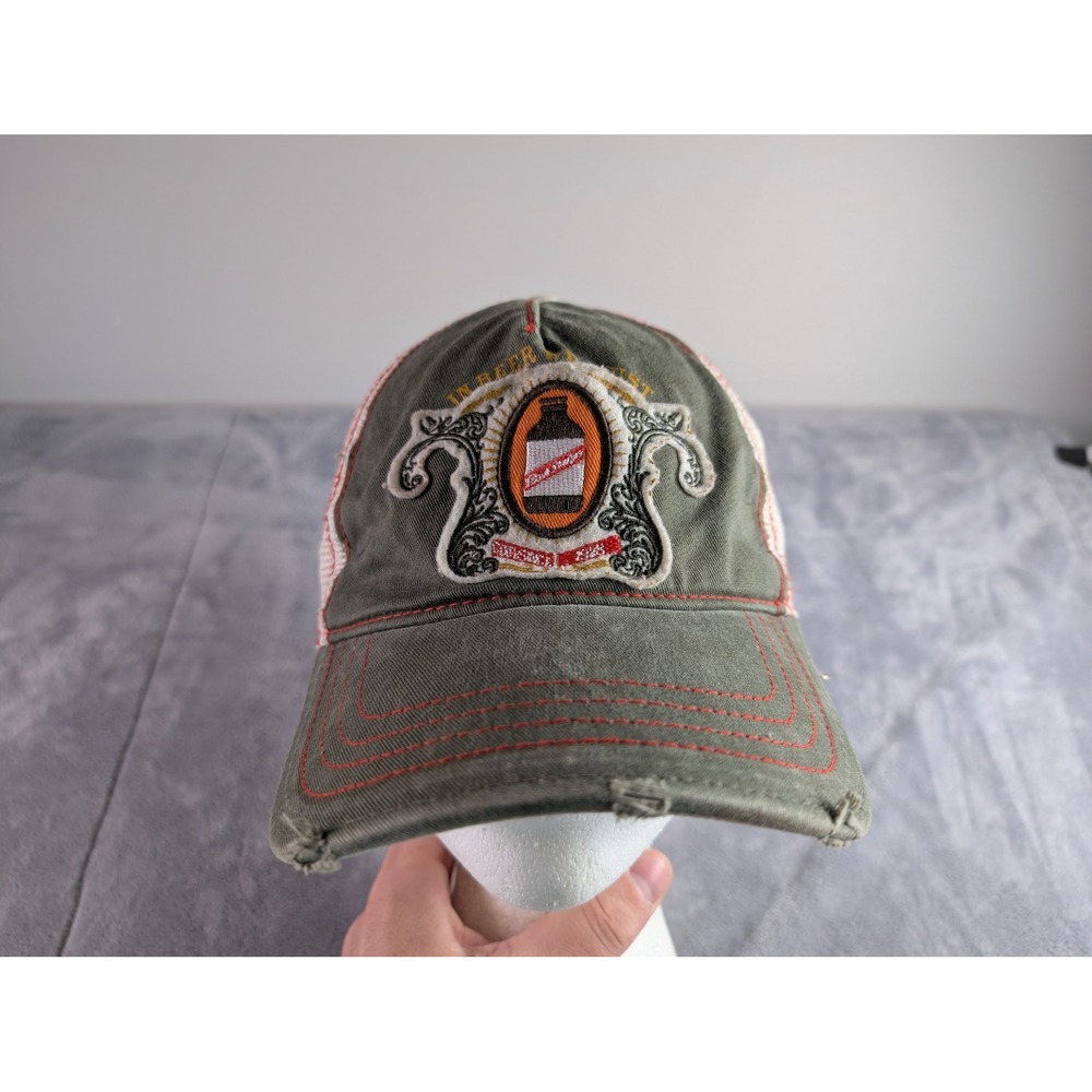 Red Stripe Beer Trucker Hat Green White Mesh Snapback In Beer We Trust Jamaica